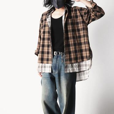 LAYERED DOCKING SHIRT　BROWN CHECK No.27