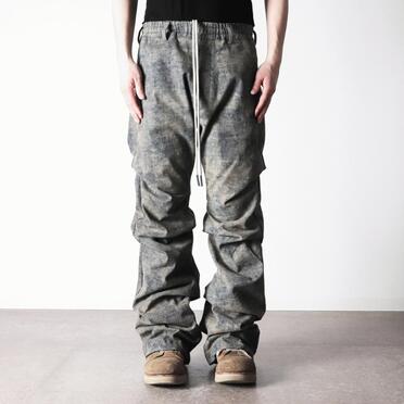 Blended Shades Denim Tuck Boots Cut Pants　STEEL BLUE No.17