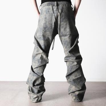 Blended Shades Denim Tuck Boots Cut Pants　STEEL BLUE No.22