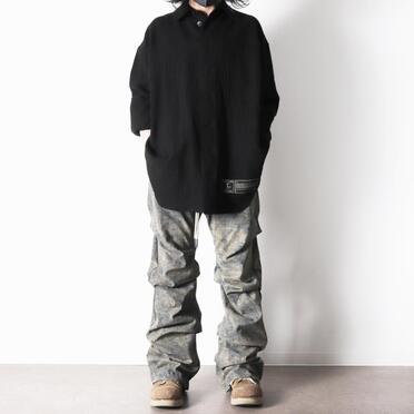 Blended Shades Denim Tuck Boots Cut Pants　STEEL BLUE No.24