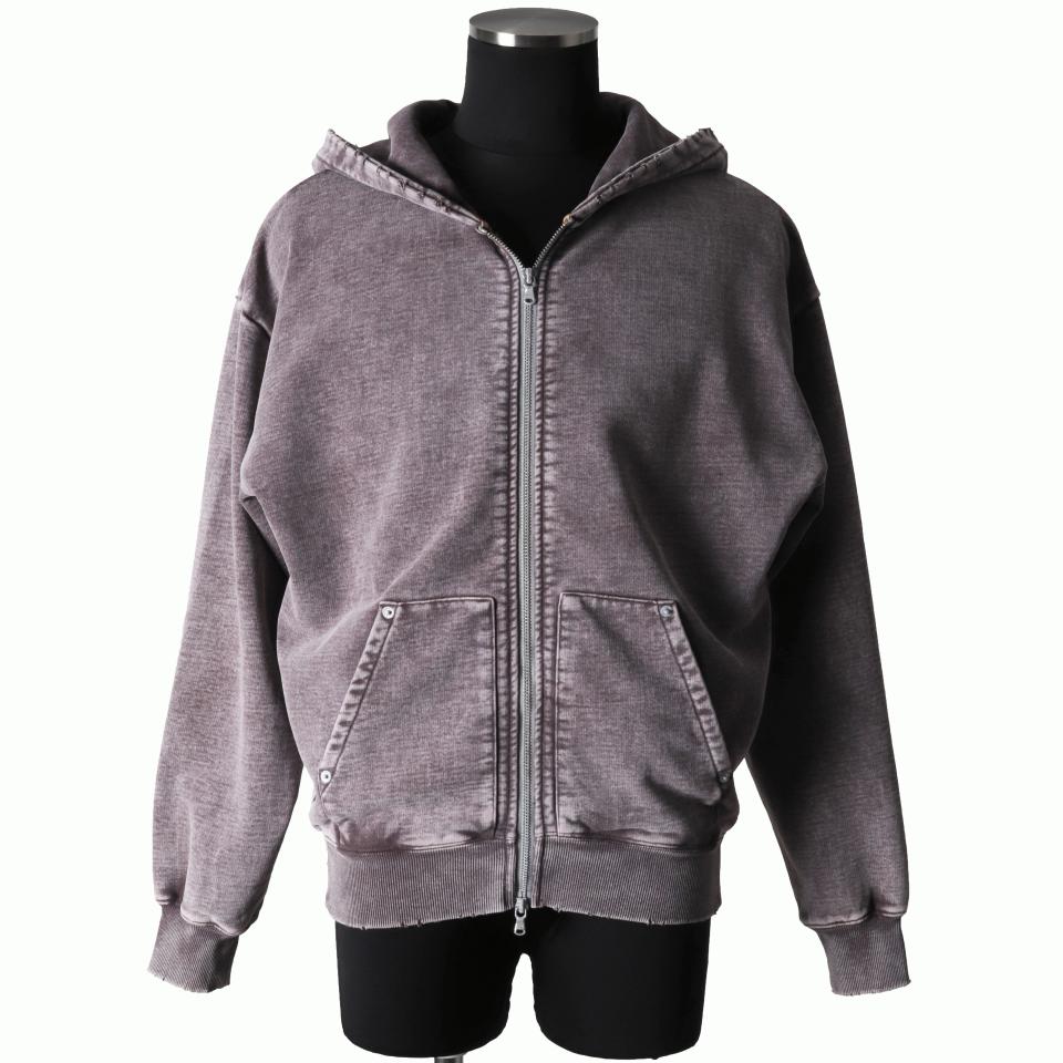 DISTRESSED RIVET HOODIE　FADE GRAY