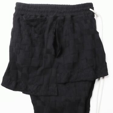 Gradient Plaid Pattern Layered Shorts　BLACK No.9