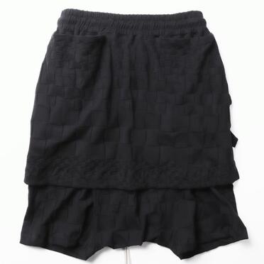 Gradient Plaid Pattern Layered Shorts　BLACK No.10