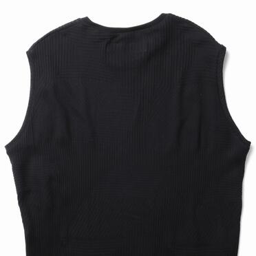 Deformed Stripe Pattern Tank Top　BLACK No.8