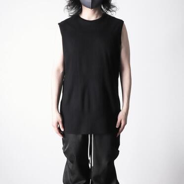 Deformed Stripe Pattern Tank Top　BLACK No.11