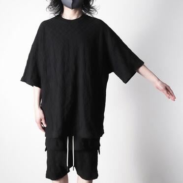 Gradient Plaid Pattern Jumbo Tee　BLACK No.17
