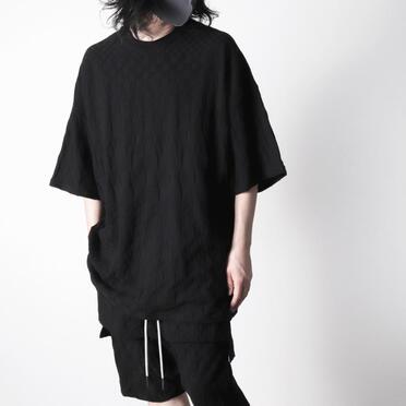 Gradient Plaid Pattern Jumbo Tee　BLACK No.18