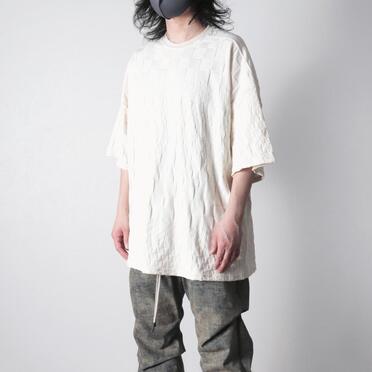 Gradient Plaid Pattern Jumbo Tee　CREAM No.12