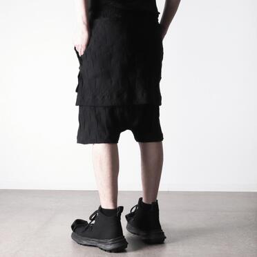 Gradient Plaid Pattern Layered Shorts　BLACK No.16