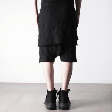 Gradient Plaid Pattern Layered Shorts　BLACK No.17
