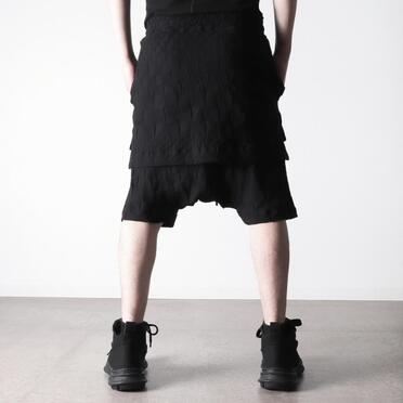 Gradient Plaid Pattern Layered Shorts　BLACK No.18