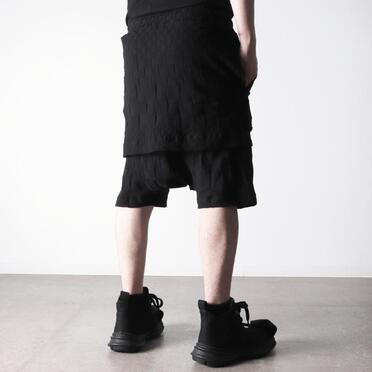 Gradient Plaid Pattern Layered Shorts　BLACK No.19