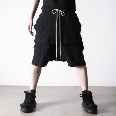 Gradient Plaid Pattern Layered Shorts　BLACK No.20