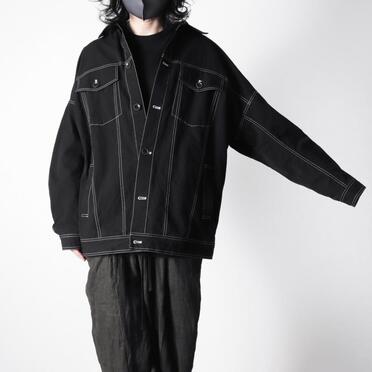 オーガニックコットン オーバーサイズジャケット　BLACK×WHITE No.19