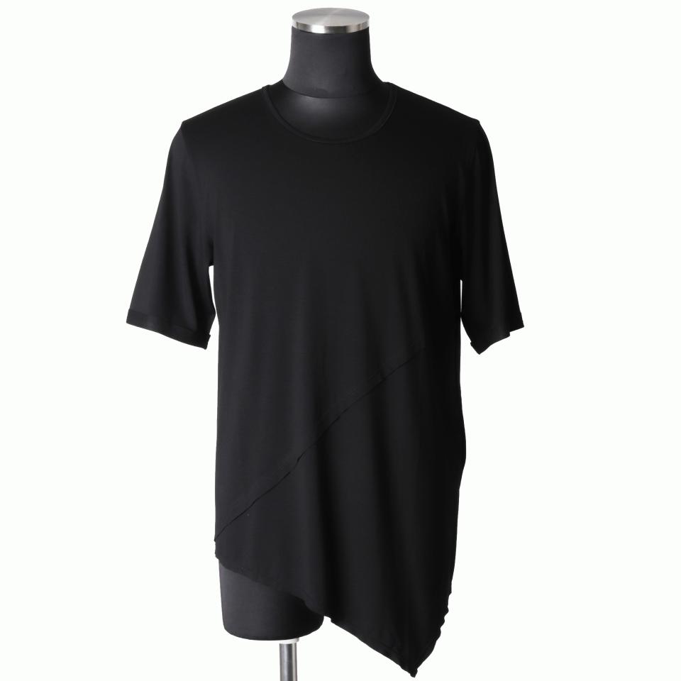 レーヨンベア天竺 アシンメトリーTシャツ　BLACK
