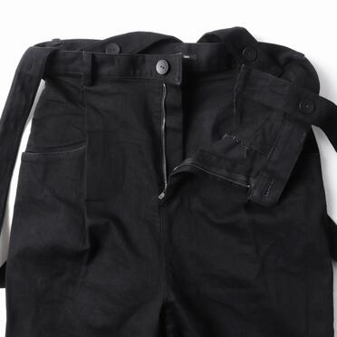 ストレッチデニム サスペンダー付きワイドパンツ　BLACK No.12