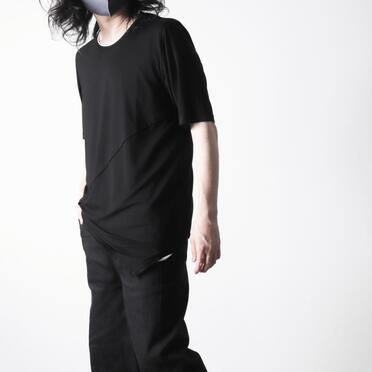 レーヨンベア天竺 アシンメトリーTシャツ　BLACK No.23