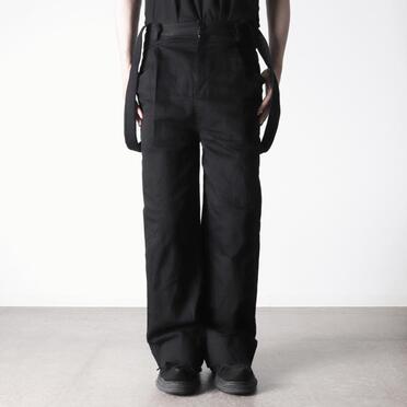 ストレッチデニム サスペンダー付きワイドパンツ　BLACK No.15