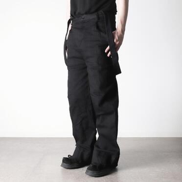 ストレッチデニム サスペンダー付きワイドパンツ　BLACK No.16