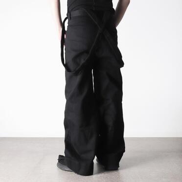 ストレッチデニム サスペンダー付きワイドパンツ　BLACK No.18