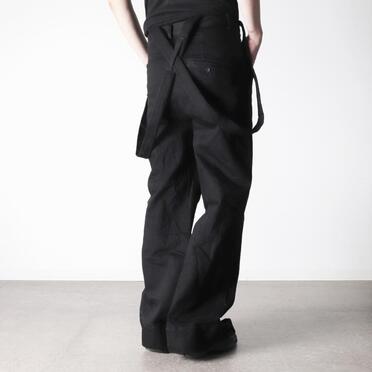 ストレッチデニム サスペンダー付きワイドパンツ　BLACK No.21