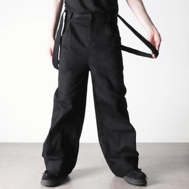 ストレッチデニム サスペンダー付きワイドパンツ　BLACK No.22