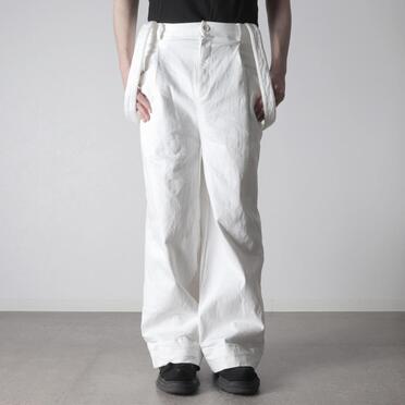 ストレッチデニム サスペンダー付きワイドパンツ　WHITE No.15