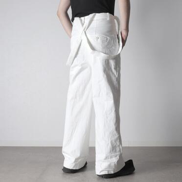 ストレッチデニム サスペンダー付きワイドパンツ　WHITE No.20