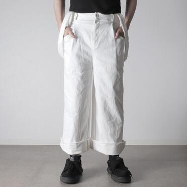 ストレッチデニム サスペンダー付きワイドパンツ　WHITE No.21