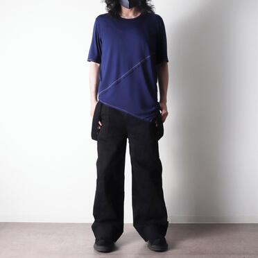 ストレッチデニム サスペンダー付きワイドパンツ　BLACK No.23