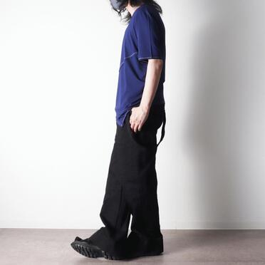 ストレッチデニム サスペンダー付きワイドパンツ　BLACK No.24