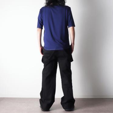 ストレッチデニム サスペンダー付きワイドパンツ　BLACK No.25