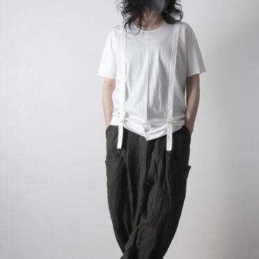 コットン天竺 サスペンダー付きTシャツ　WHITE×WHITE No.21