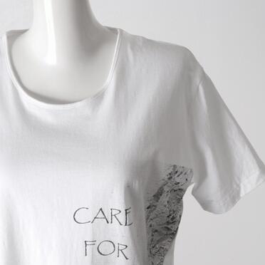 コットン天竺 Tシャツ　WHITE×BLACK No.7