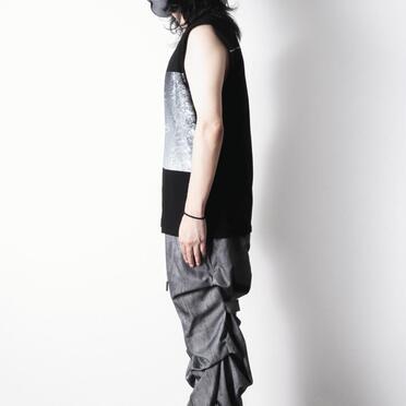 コットン天竺 ノースリーブプルオーバー　BLACK×WHITE No.15