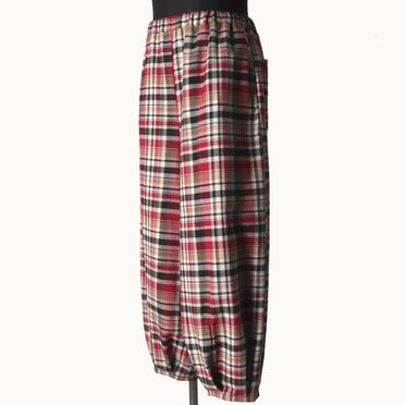 P-482 RED Check Tucked Hem Wide Easy Pants No.2
