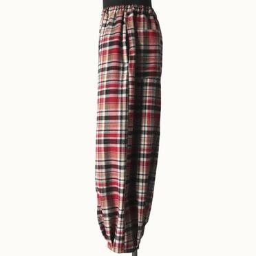 P-482 RED Check Tucked Hem Wide Easy Pants No.3