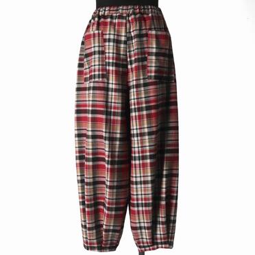 P-482 RED Check Tucked Hem Wide Easy Pants No.5