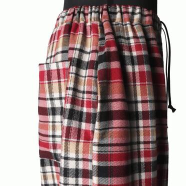 P-482 RED Check Tucked Hem Wide Easy Pants No.8
