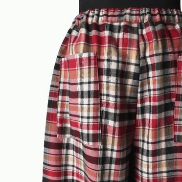 P-482 RED Check Tucked Hem Wide Easy Pants No.9