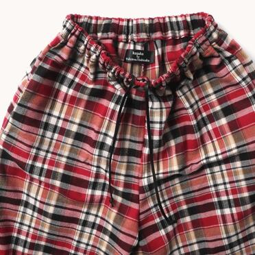 P-482 RED Check Tucked Hem Wide Easy Pants No.12