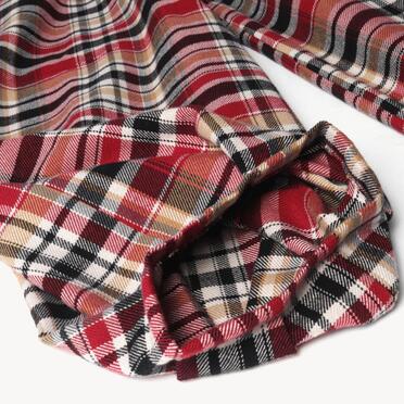 P-482 RED Check Tucked Hem Wide Easy Pants No.14