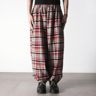 P-482 RED Check Tucked Hem Wide Easy Pants No.15