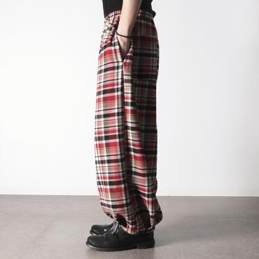 P-482 RED Check Tucked Hem Wide Easy Pants No.17