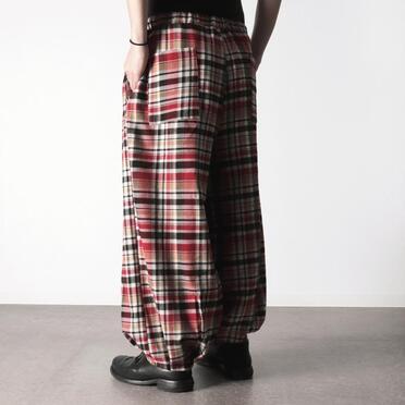 P-482 RED Check Tucked Hem Wide Easy Pants No.18