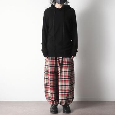P-482 RED Check Tucked Hem Wide Easy Pants No.23