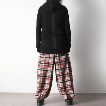 P-482 RED Check Tucked Hem Wide Easy Pants No.25