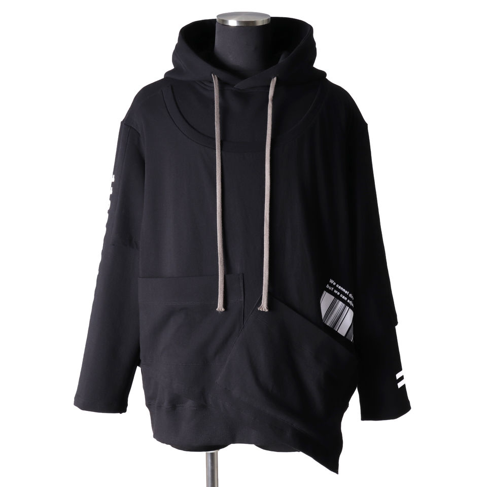 Asymmetry Layered Hoodie　BLACK