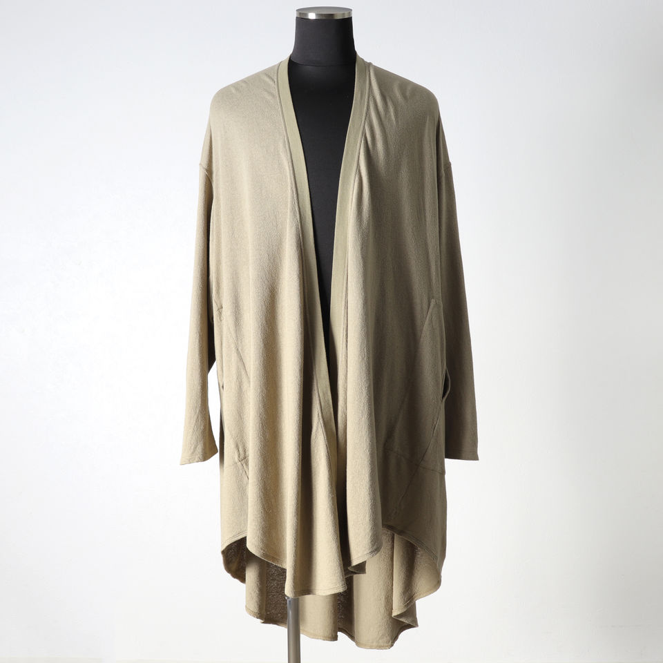 NOIL COTTON CREPE LONG CARDIGAN　SAND