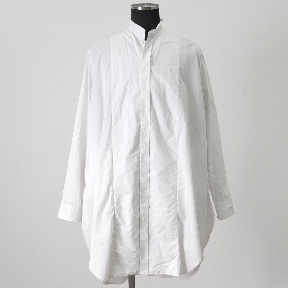 COTTON FANCY TWILL LONG SHIRT　WHITE